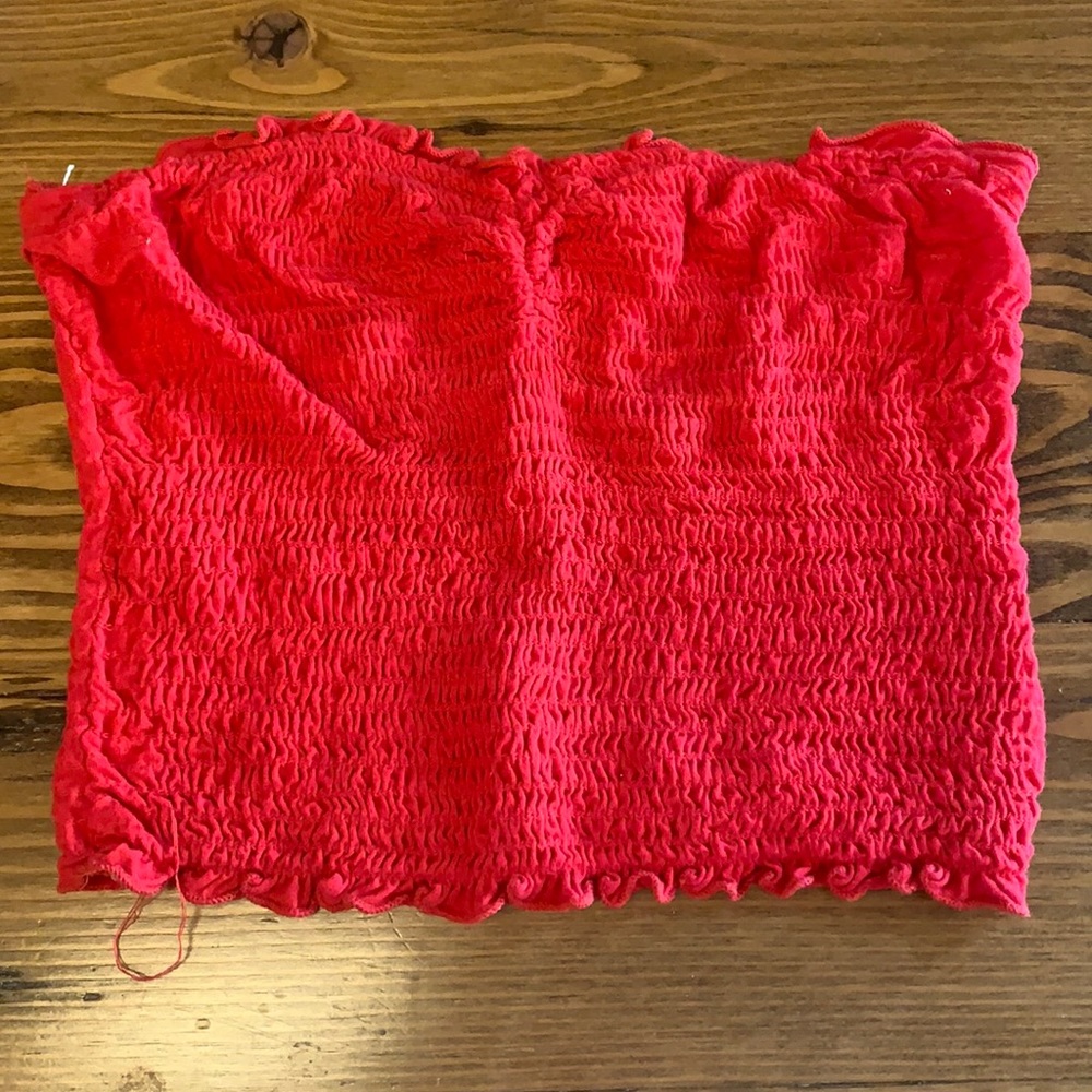 red scrunch tube top